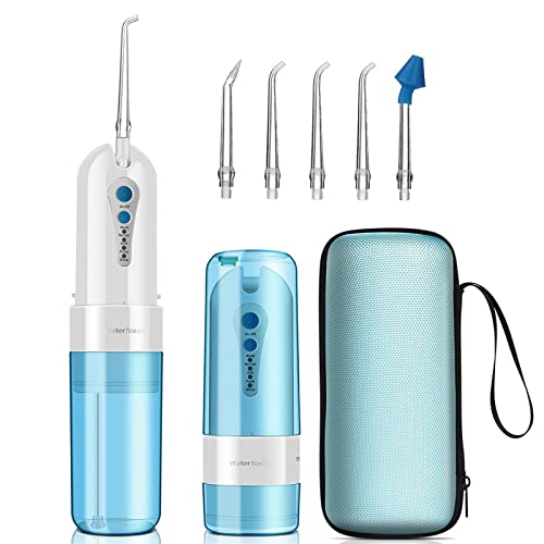 Water Flosser Professional Cordless for Teeth, KOOVON Portable Travel Teeth Cleaner - Electric Rechargeable Dental Oral Irrigator with 4 Modes & 5 Replacement Tips, IPX7 Waterproof, Travel Bag Water Flosser Professional Cordless for Teeth, KOOVON Portable Travel Teeth Cleaner - Electric Rechargeable Dental Oral Irrigator with 4 Modes & 5 Replacement Tips, IPX7 Waterproof, Travel Bag