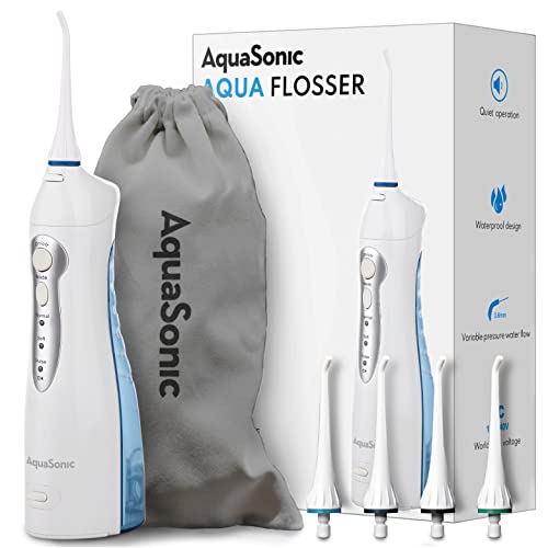 Aquasonic Aqua Flosser - Professional Rechargeable Water Flosser with 4 Tips - Oral Irrigator w/ 3 Modes - Portable & Cordless Flosser - Kids and Braces - Dentist Recommended Aquasonic Aqua Flosser - Professional Rechargeable Water Flosser with 4 Tips - Oral Irrigator w/ 3 Modes - Portable & Cordless Flosser - Kids and Braces - Dentist Recommended
