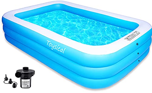 Toysical Family Pool Inflatable With Pump - 118 x 72 x 22" Swimming Pools for Kids and Adults or The Entire Family - More Durable than other blow up pools for adults - Includes Patches Toysical Family Pool Inflatable With Pump - 118 x 72 x 22" Swimming Pools for Kids and Adults or The Entire Family - More Durable than other blow up pools for adults - Includes Patches