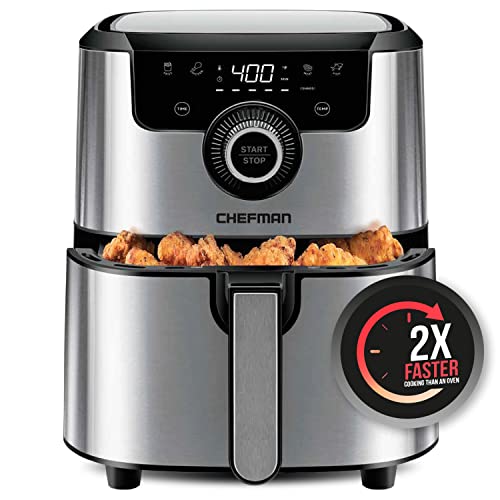 CHEFMAN Air Fryer Healthy Cooking, 4.5 Qt,User Friendly and Dual Control Temperature, Nonstick Stainless Steel, Dishwasher Safe Basket, w/ 60 Minute Timer & Auto Shutoff CHEFMAN Air Fryer Healthy Cooking, 4.5 Qt,User Friendly and Dual Control Temperature, Nonstick Stainless Steel, Dishwasher Safe Basket, w/ 60 Minute Timer & Auto Shutoff