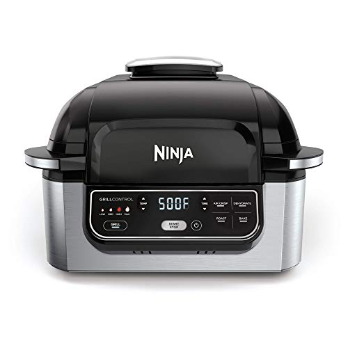Ninja Foodi 5-in-1 4-qt. Air Fryer, Roast, Bake, Dehydrate Indoor Electric Grill (AG301), 10inch x 10inch, Black and Silver (Renewed) Ninja Foodi 5-in-1 4-qt. Air Fryer, Roast, Bake, Dehydrate Indoor Electric Grill (AG301), 10inch x 10inch, Black and Silver (Renewed)