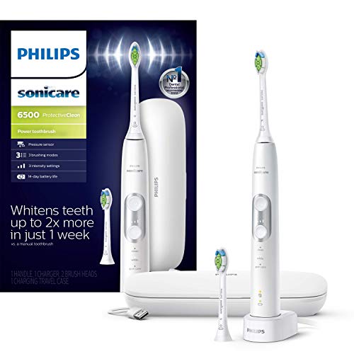 Philips Sonicare ProtectiveClean 6500 Rechargeable Electric Power Toothbrush with Charging Travel Case and Extra Brush Head, White, HX6462/05 Philips Sonicare ProtectiveClean 6500 Rechargeable Electric Power Toothbrush with Charging Travel Case and Extra Brush Head, White, HX6462/05