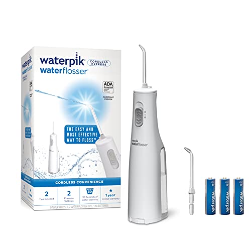 Waterpik Cordless Water Flosser, Battery Operated & Portable for Travel & Home, ADA Accepted Cordless Express, White WF-02 Waterpik Cordless Water Flosser, Battery Operated & Portable for Travel & Home, ADA Accepted Cordless Express, White WF-02
