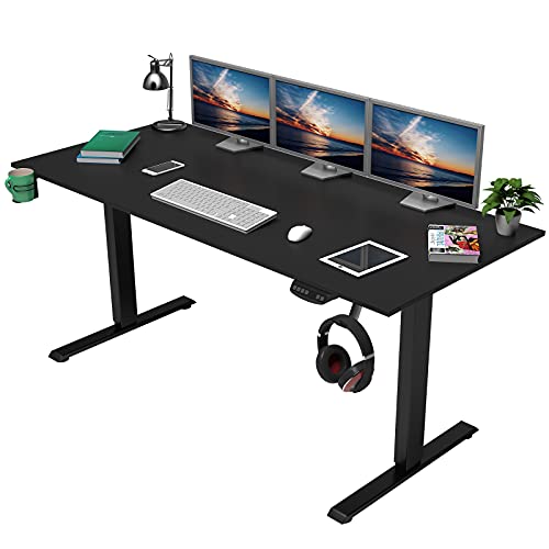 OUTFINE Dual Motor Height Adjustable Standing Desk Electric Dual Motor Home Office Stand Up Computer Workstation with Splice Board (Black, 63") OUTFINE Dual Motor Height Adjustable Standing Desk Electric Dual Motor Home Office Stand Up Computer Workstation with Splice Board (Black, 63")