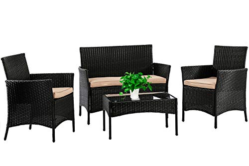 FDW Patio Furniture Set 4 Pieces Outdoor Rattan Chair Wicker Sofa Garden Conversation Bistro Sets for Yard,Pool or Backyard FDW Patio Furniture Set 4 Pieces Outdoor Rattan Chair Wicker Sofa Garden Conversation Bistro Sets for Yard,Pool or Backyard