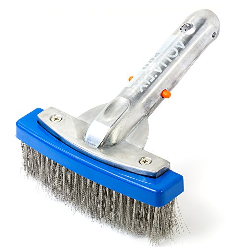 Aquatix Pro Heavy Duty Pool Brush, Durable 5" Swimming Pool Cleaner Brush Best for Tackling Stubborn Stains, Aluminium Handle & Stainless Steel Bristles, Suitable for Concrete & Gunite Pools. Aquatix Pro Heavy Duty Pool Brush, Durable 5" Swimming Pool Cleaner Brush Best for Tackling Stubborn Stains, Aluminium Handle & Stainless Steel Bristles, Suitable for Concrete & Gunite Pools.