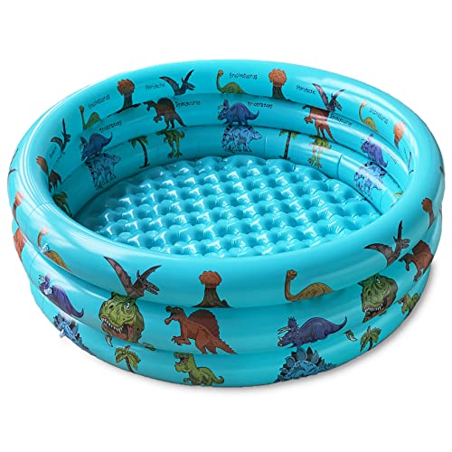 Dinosaur Inflatable Baby Pool, Small Swimming Pool for Kids, Toddler Blow Up 3 Rings Round Padding Pool for Outside and Indoor, Infant Pool Ball Pit/Fishing/Toys Play Center for Garden- 48”x12” Dinosaur Inflatable Baby Pool, Small Swimming Pool for Kids, Toddler Blow Up 3 Rings Round Padding Pool for Outside and Indoor, Infant Pool Ball Pit/Fishing/Toys Play Center for Garden- 48”x12”
