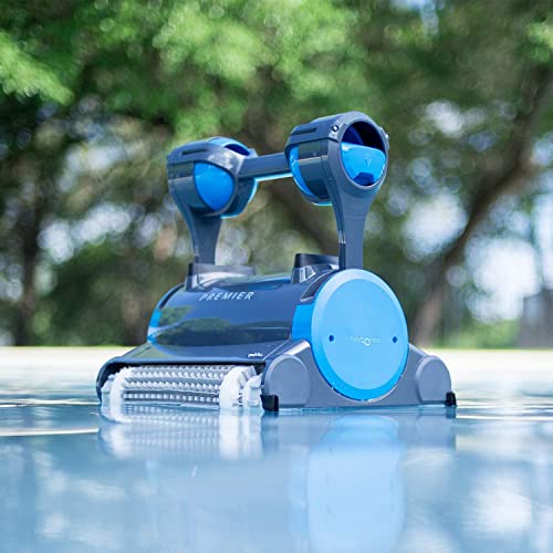 Dolphin Premier Robotic Pool Cleaner with Powerful Dual Scrubbing Brushes and Multiple Filter Options, Ideal for In-ground Swimming Pools up to 50 Feet. Dolphin Premier Robotic Pool Cleaner with Powerful Dual Scrubbing Brushes and Multiple Filter Options, Ideal for In-ground Swimming Pools up to 50 Feet.