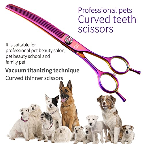 Fenice Peak Professional Dog Grooming Scissors Pet Curved Thinning Shears 7.0'' Extremely Sharp Blades 440C Steel Thinning Scissors Durable Smooth Motion & Fine Cut for Dogs and Cats (Multicolored) Fenice Peak Professional Dog Grooming Scissors Pet Curved Thinning Shears 7.0'' Extremely Sharp Blades 440C Steel Thinning Scissors Durable Smooth Motion & Fine Cut for Dogs and Cats (Multicolored)