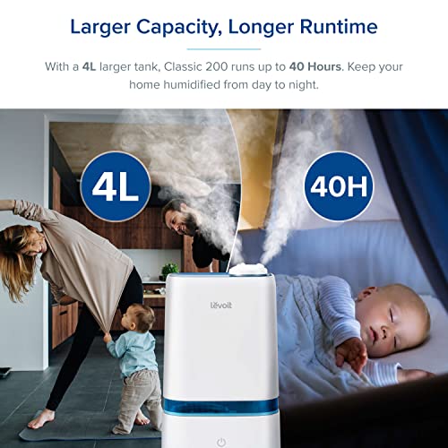 LEVOIT 4L Humidifiers for Bedroom Large Room & Essential Oil Diffuser, Ultrasonic Quiet Cool Mist for Baby, Plants, Last up to 40Hours, Dual 360° Rotation Nozzles, Handle Design, Auto Shut Off, Blue LEVOIT 4L Humidifiers for Bedroom Large Room & Essential Oil Diffuser, Ultrasonic Quiet Cool Mist for Baby, Plants, Last up to 40Hours, Dual 360° Rotation Nozzles, Handle Design, Auto Shut Off, Blue