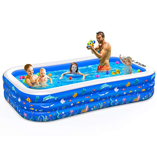 Inflatable Swimming Pool, 120" X 72" X 22" Inflatable Lounge Pool for Kiddie, Kids, Adults, Infant, Toddlers, Large Family Swimming Pool for Garden, Backyard, Outdoor Summer Water Party Inflatable Swimming Pool, 120" X 72" X 22" Inflatable Lounge Pool for Kiddie, Kids, Adults, Infant, Toddlers, Large Family Swimming Pool for Garden, Backyard, Outdoor Summer Water Party