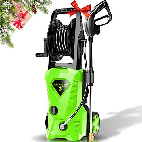 WHOLESUN 3000PSI Electric Pressure Washer 2.4GPM Power Washer 1600W High Pressure Cleaner Machine with 4 Nozzles Foam Cannon for Cars, Homes, Driveways, Patios (Green) WHOLESUN 3000PSI Electric Pressure Washer 2.4GPM Power Washer 1600W High Pressure Cleaner Machine with 4 Nozzles Foam Cannon for Cars, Homes, Driveways, Patios (Green)