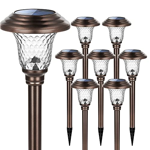 GIGALUMI 8 Pack Solar Pathway Lights, Solar Garden Lights Outdoor Warm White, Waterproof Led Path Lights for Yard, Patio, Landscape, Walkway (Brown) GIGALUMI 8 Pack Solar Pathway Lights, Solar Garden Lights Outdoor Warm White, Waterproof Led Path Lights for Yard, Patio, Landscape, Walkway (Brown)