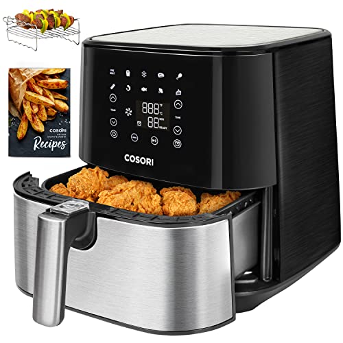COSORI CP258-AF Air Fryer Oven with Customizable Shake Reminder, Additional Accessories, Nonstick and Dishwasher-Safe Detachable Basket, 100 Paper Plus 1100+ Online Recipes, 5.8QT, Stainless Steel COSORI CP258-AF Air Fryer Oven with Customizable Shake Reminder, Additional Accessories, Nonstick and Dishwasher-Safe Detachable Basket, 100 Paper Plus 1100+ Online Recipes, 5.8QT, Stainless Steel