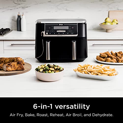 Ninja DZ550 Foodi 10 Quart 6-in-1 DualZone Smart XL Air Fryer with 2 Independent Baskets, Smart Cook Thermometer for Perfect Doneness, Match Cook & Smart Finish to Roast, Dehydrate & More, Grey Ninja DZ550 Foodi 10 Quart 6-in-1 DualZone Smart XL Air Fryer with 2 Independent Baskets, Smart Cook Thermometer for Perfect Doneness, Match Cook & Smart Finish to Roast, Dehydrate & More, Grey