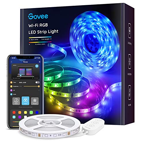 Govee Smart LED Strip Lights, 16.4ft WiFi LED Light Strip Work with Alexa and Google Assistant, 16 Million Colors with App Control and Music Sync LED Lights for Bedroom, Kitchen, TV, Party, Christmas Govee Smart LED Strip Lights, 16.4ft WiFi LED Light Strip Work with Alexa and Google Assistant, 16 Million Colors with App Control and Music Sync LED Lights for Bedroom, Kitchen, TV, Party, Christmas