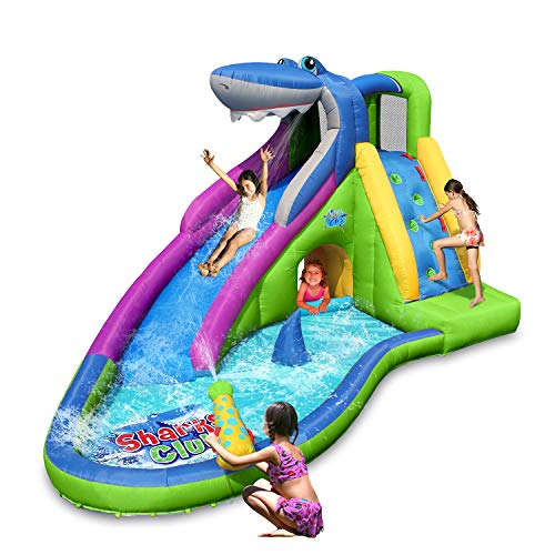 ACTION AIR Inflatable Water Slide, Shark Bounce House with Slide for Wet and Dry, Playground Sets for Kids Backyard, Water Spray & Water Pool, Durable Sewn with Extra Thick Material, Halloween Idea ACTION AIR Inflatable Water Slide, Shark Bounce House with Slide for Wet and Dry, Playground Sets for Kids Backyard, Water Spray & Water Pool, Durable Sewn with Extra Thick Material, Halloween Idea
