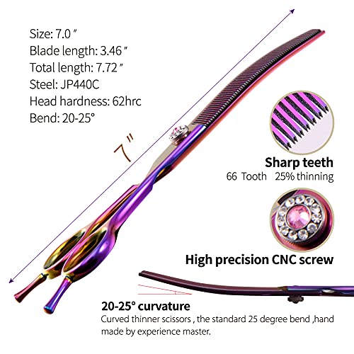 Fenice Peak Professional Dog Grooming Scissors Pet Curved Thinning Shears 7.0'' Extremely Sharp Blades 440C Steel Thinning Scissors Durable Smooth Motion & Fine Cut for Dogs and Cats (Multicolored) Fenice Peak Professional Dog Grooming Scissors Pet Curved Thinning Shears 7.0'' Extremely Sharp Blades 440C Steel Thinning Scissors Durable Smooth Motion & Fine Cut for Dogs and Cats (Multicolored)