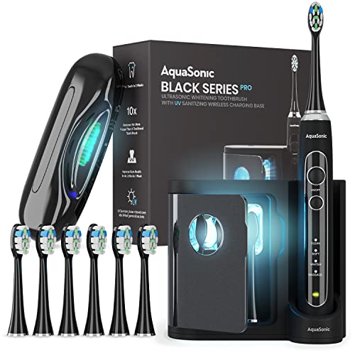 Aquasonic Black Series PRO – Ultra Whitening Toothbrush w UV Sanitizing Base – 4 Modes & Smart Timers – UV Sanitizing & Charging Travel Case – Power Toothbrush – ADA Approved Toothbrush Aquasonic Black Series PRO – Ultra Whitening Toothbrush w UV Sanitizing Base – 4 Modes & Smart Timers – UV Sanitizing & Charging Travel Case – Power Toothbrush – ADA Approved Toothbrush