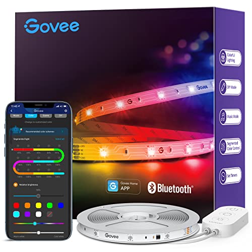 Govee RGBIC LED Strip Lights, 16.4ft Smart LED Lights for Bedroom, Bluetooth LED Lights APP Control, DIY Multiple Colors on One Line, Color Changing LED Lights Music Sync for Ceiling, Gaming Room Govee RGBIC LED Strip Lights, 16.4ft Smart LED Lights for Bedroom, Bluetooth LED Lights APP Control, DIY Multiple Colors on One Line, Color Changing LED Lights Music Sync for Ceiling, Gaming Room