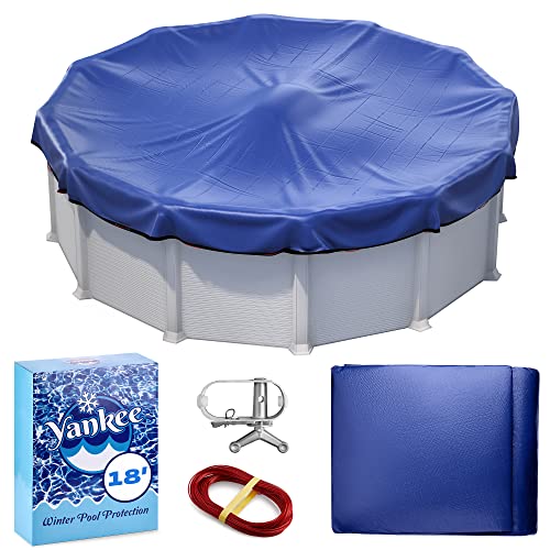 18 ft Round Pool Cover | Extra Thick & Durable Above-Ground Pool Cover | Sapphire Series of Premium Cold- and UV-Resistant Pool Cover | Above-Ground Pool Protection | by Yankee Pool Pillow