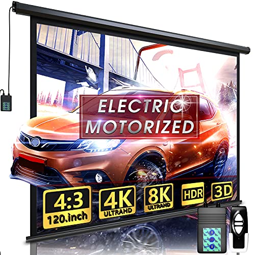 Aoxun 120" Motorized Projector Screen - Indoor and Outdoor Movies Screen 120 inch Electric 4:3 Projector Screen W/Remote Control Aoxun 120" Motorized Projector Screen - Indoor and Outdoor Movies Screen 120 inch Electric 4:3 Projector Screen W/Remote Control