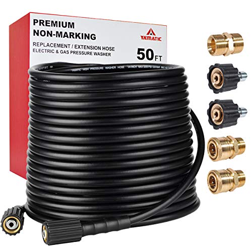 YAMATIC Pressure Washer Hose 50 ft Kink Resistant, Extension Power Washer Hose 3200 PSI X 1/4", M22 to 3/8" Quick Connect Couplers for Replacement (Premium Upgrade Version 2X) YAMATIC Pressure Washer Hose 50 ft Kink Resistant, Extension Power Washer Hose 3200 PSI X 1/4", M22 to 3/8" Quick Connect Couplers for Replacement (Premium Upgrade Version 2X)