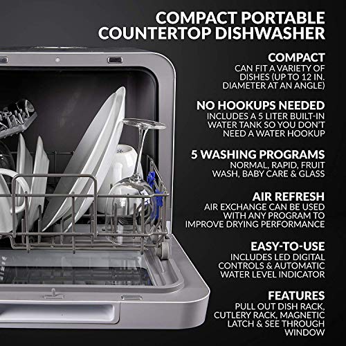 Farberware FDW05ASBWHA Complete Portable Countertop Dishwasher with 5-Liter Built-in Water Tank, 5 Programs, Baby Care, Glass & Fruit Wash-Black/White Farberware FDW05ASBWHA Complete Portable Countertop Dishwasher with 5-Liter Built-in Water Tank, 5 Programs, Baby Care, Glass & Fruit Wash-Black/White