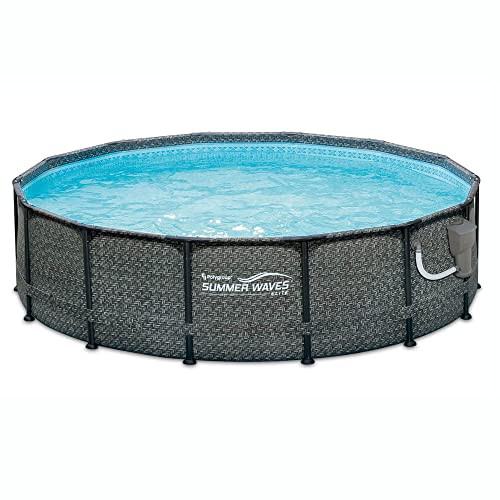 Summer Waves P2001448E14ft x 48in Outdoor Round Frame Above Ground Swimming Pool Set with Ladder, Skimmer Filter Pump, and Filter Cartridge, Gray Summer Waves P2001448E14ft x 48in Outdoor Round Frame Above Ground Swimming Pool Set with Ladder, Skimmer Filter Pump, and Filter Cartridge, Gray
