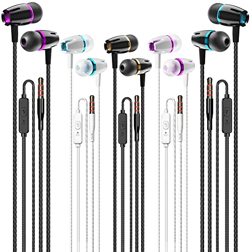 Earbuds Wired with Microphone Pack of 5, Noise Isolating in-Ear Headphones, Powerful Heavy Bass, High Definition, Earphones Compatible with iPhone, iPod, iPad, MP3, Samsung, and Most 3.5mm Jack Earbuds Wired with Microphone Pack of 5, Noise Isolating in-Ear Headphones, Powerful Heavy Bass, High Definition, Earphones Compatible with iPhone, iPod, iPad, MP3, Samsung, and Most 3.5mm Jack