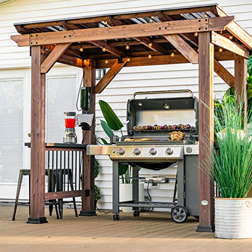 Backyard Discovery Saxony Wooden Grill Gazebo, Insulated Steel Roof, Cook Station, Barbeque, Patio, Deck, Withstand Wind and Snow, Corrosion Resistant, Reduce Heat Transfer, Power Ports Backyard Discovery Saxony Wooden Grill Gazebo, Insulated Steel Roof, Cook Station, Barbeque, Patio, Deck, Withstand Wind and Snow, Corrosion Resistant, Reduce Heat Transfer, Power Ports